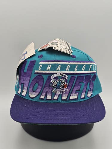 NEW Vintage Charolette Hornets 1990s NBA Sports Logo Athletic Hat Vtg Snapback