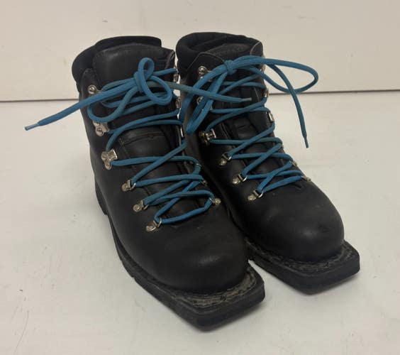 Merrell Padded Black Leather 3-Pin 75mm XC/Telemark Ski Boots US Men's 9 READ