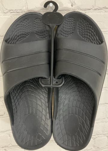 Unisex Adult Recovery Comfort Rubber Foam Open Toed Slides Slip Resistant Black