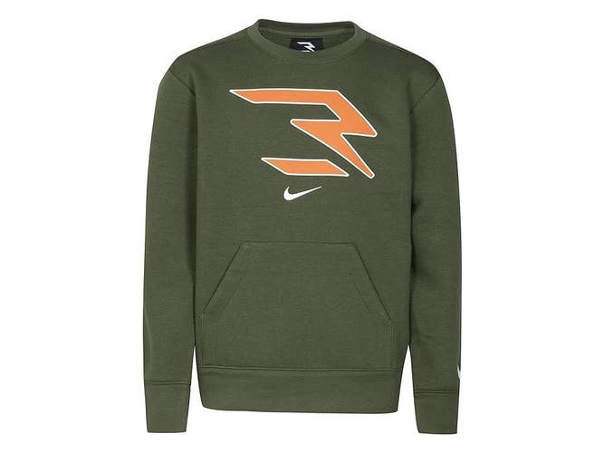 Nike 3BRAND Icons Sweatshirt Boys L Green Cotton Fleece Kangaroo Pocket GBO157