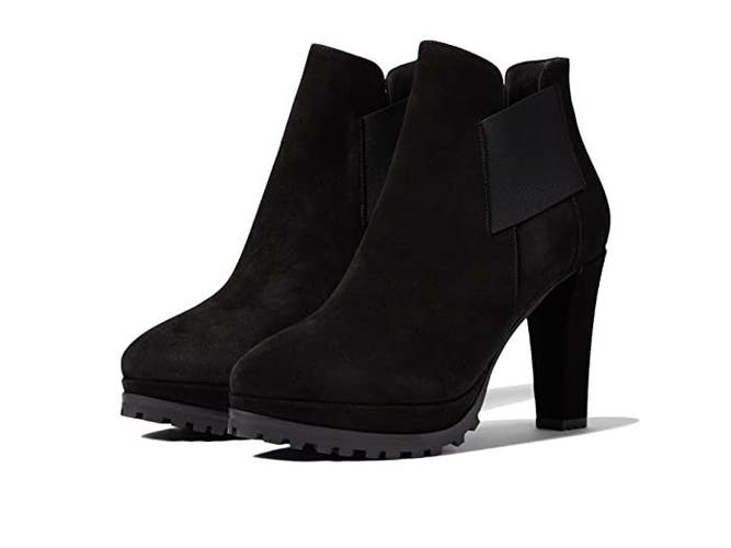 AllSaints Sarris Boots Women's US 9 Black Suede Block Heel Ankle Booties KHD1925