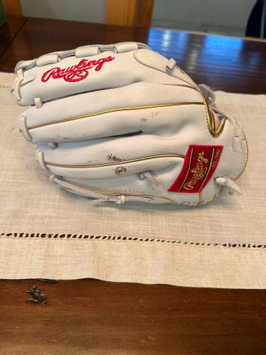 Used Rawlings LIBERTY ADVANCED RH Throw Fastpitch Gloves White And Gold 12 1/2" 11479-S000384646