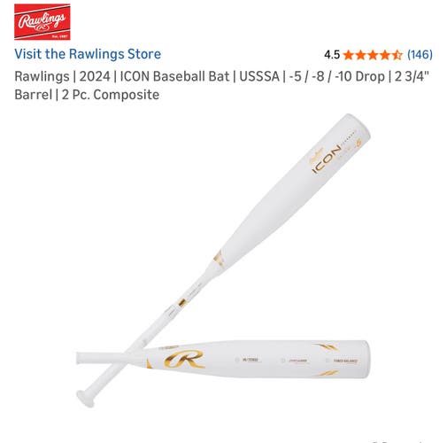 2024 Easton Icon USSSA Certified Bat (-5) 26 oz 31" (Used)