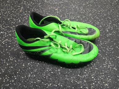 Used Nike HYPERVENOM Soccer Cleats Neon Green Junior 06 11849-S000038625