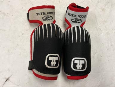 Used USA Hockey TOTAL HOCKEY Junior Elbow Pads White/Black/Red LG *As-Is* 11855-S000201572