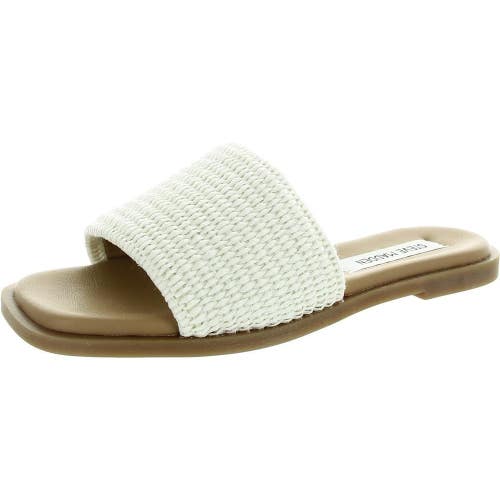 Steve Madden Habits Sandals Women's US 9 White Square Toe Slip On Slide NCZ205