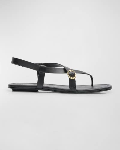 Stuart Weitzman Benni Sandals Women's Black Leather Square Toe Slip-On NCZ37