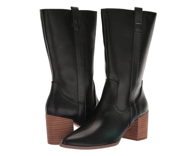 Dolce Vita Tezza Boots Women's US 6M Black Leather Pointed Toe Block Heel NCZ187