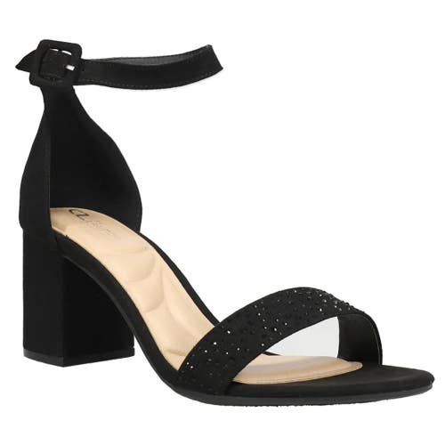 CL By Laundry Jolly Sandals Women's US 7.5M Black Rhinestone Block Heel NCZ316