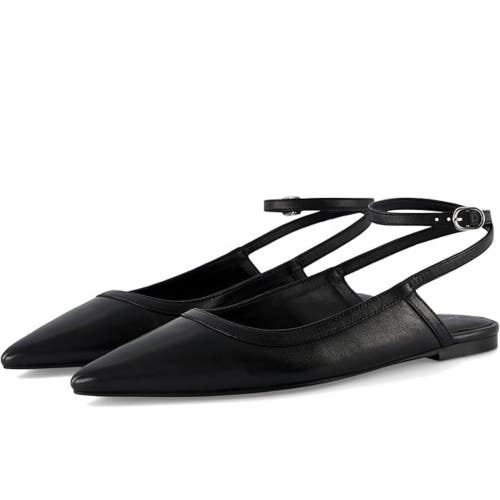 Free People Jules Ballet Flats Women's US 8 Black Leather Pointed Toe NCZ242