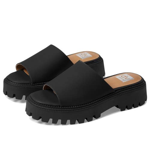 DV Dolce Vita Liliah Sandals Women's US 9.5 Black Faux Leather Slip-On NCZ253