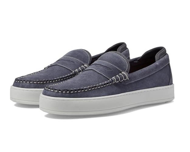 Martin Dingman Signature Penny Loafer Men's 12 M Blue Suede Slip On Shoes NCZ202