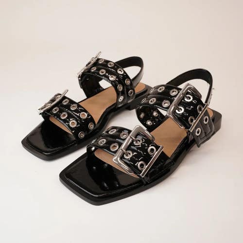 Steve Madden Sandria Sandals Women's US 5.5 Black Square Toe Slingback NCZ36