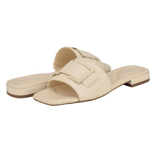 Calvin Klein Kater Sandals Women's Light Natural Leather Slip On Slide NCZ190