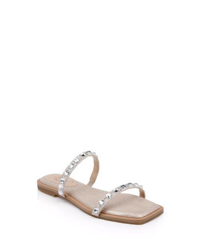 Jewel Badgley Mischka Honesty Sandals Women's US 8.5 Beige Slip-On Slide NCZ241