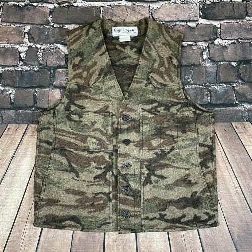 Vintage King Of The Mountain Omnitherm Camo 100% Virgin Wool Vest Size Large L