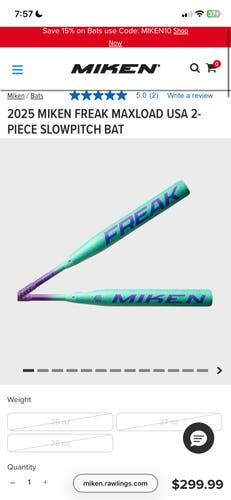 2025 Miken Freak 23 Maxload Composite Bat 27 oz (New)