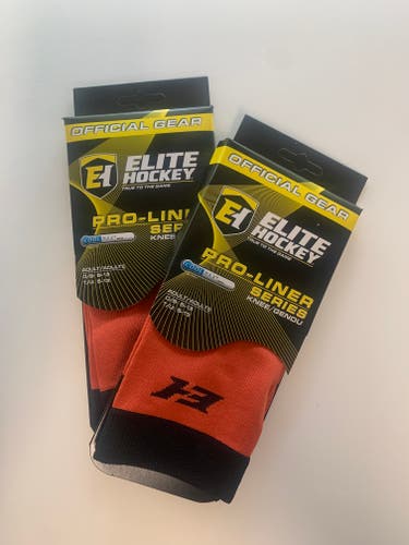 Elite Hockey, Pro-Liner Tube/Knee Socks with Coolmax, 2 Pair (Adult Size 5-13, Orange) **NEW**