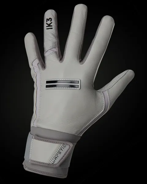 WARSTIC YOUTH XL IK3 PRO CABRETTA LONG CUFF BATTING GLOVES "GRAY" (New)