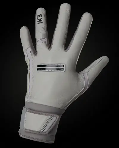 WARSTIC YOUTH LARGE IK3 PRO CABRETTA LONG CUFF BATTING GLOVES "GRAY" (New)