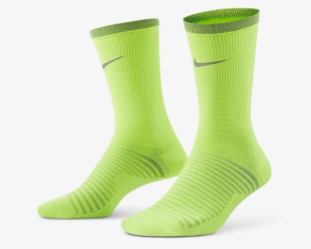 Nike Spark Lightweight Crew Socks Mens 8-9.5 Volt Reflect Silver Running DSGL877