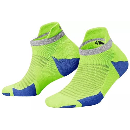 Nike Spark Socks Men Volt Blue Stretch Dri-Fit Cushioned No-Show Running DSGL882