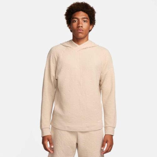 Nike Yoga Hoodie Men's Small Sand Drift Dri-Fit Textured Raglan Sleeve DSGL867