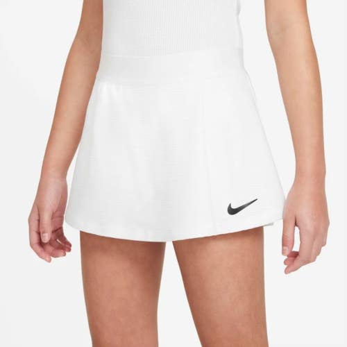 Nike Court Dri-FIT Victory Skirt Girls M White Elastic Waist Tennis DSGL1054