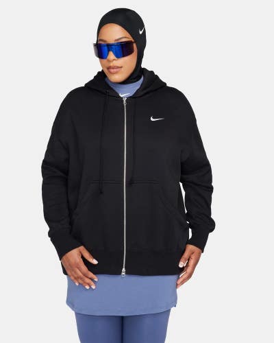 Nike Sportswear Phoenix Fleece Hoodie Women's S Black Oversized Full-Zip DSGL876