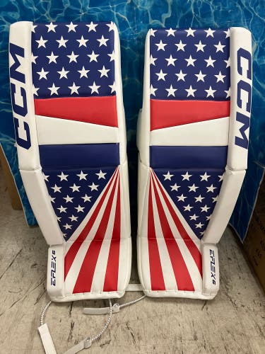 Blue 35" Senior CCM EFlex 6 Goalie Leg Pads | USA (New)