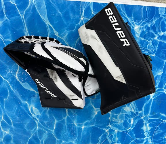 Black Senior Bauer Supreme Shadow Goalie Glove & Blocker | Regular (Used)