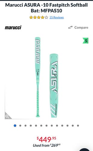 2026 Marucci Asura Composite Bat (-10) 23 oz 33" (Used)