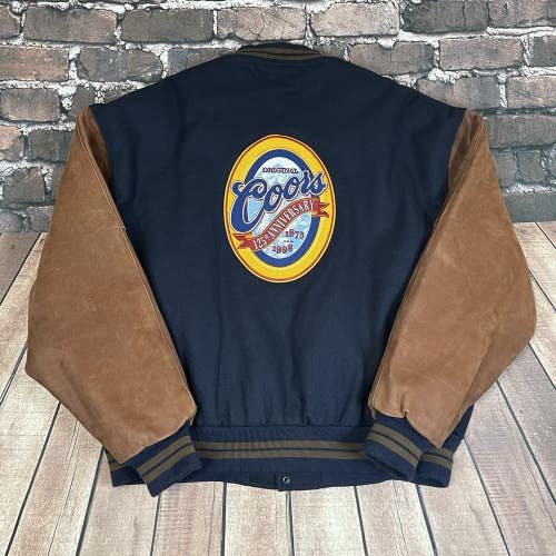 Vintage Coors 125th Anniversary Leather Wool Varsity Jacket Mens Size XXL Rare