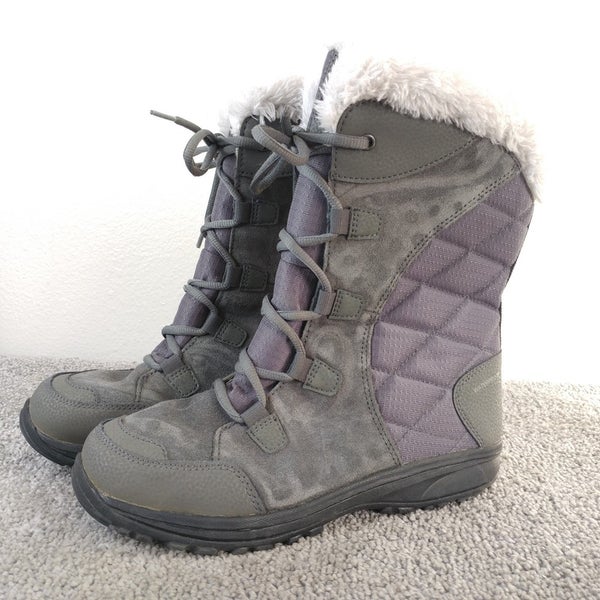 Columbia Ice Maiden II Waterproof Winter Snow Boots Gray Womens Size 7.5 Shoes