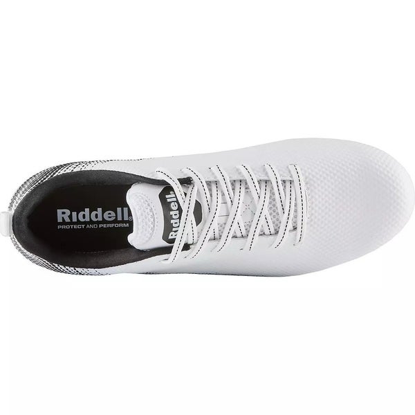 Riddell Endzone 172539 Youth US 3D White Black Lace Up Football Cleats ...