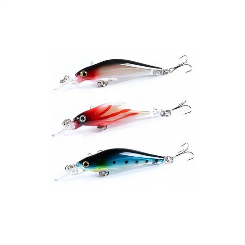 Set of 3 Fishing Lures 8.3cm 6.3g - 0.6m-1.5m Depth - 3D Eyes Plastic Bait Trio