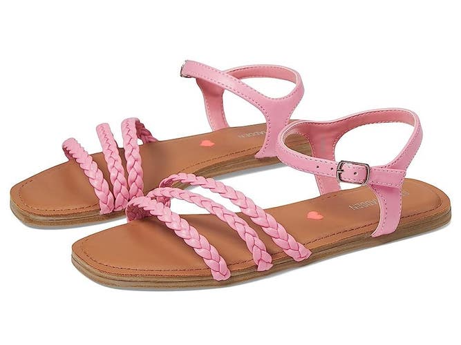 Steve Madden Georjia Sandals Girls US 3 Pink Braided Strap Square Toe JOBB1901
