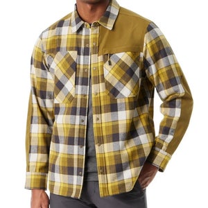 Bass Outdoor Utility Flannel Shacket Men's Green Plaid Brushed Twill UPS414