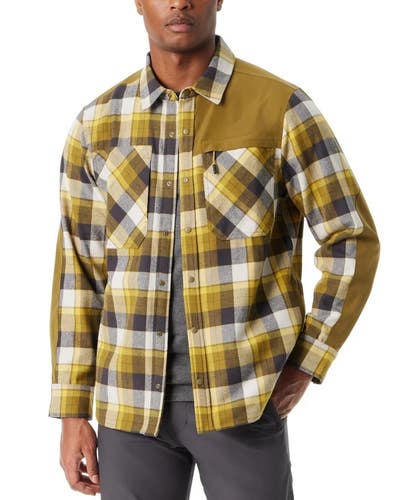 Bass Outdoor Utility Flannel Shacket Men's Green Plaid Brushed Twill UPS414