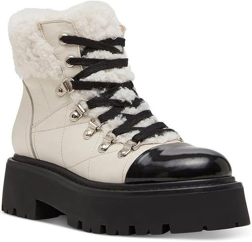 Steve Madden Reyen REYE01S1 Boots Women's US 7.5 Bone Leather Platform JOBB1873
