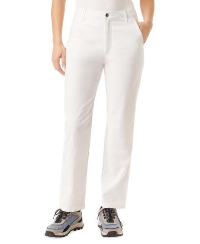 Bass Outdoor Anywhere Chino Pants Women 2 White Canvas Stretch Flat Front FTS359