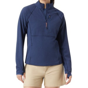 Bass Outdoor Jacket Womens Small Navy Half Zip Mock Neck Raglan Sleeve FTS354