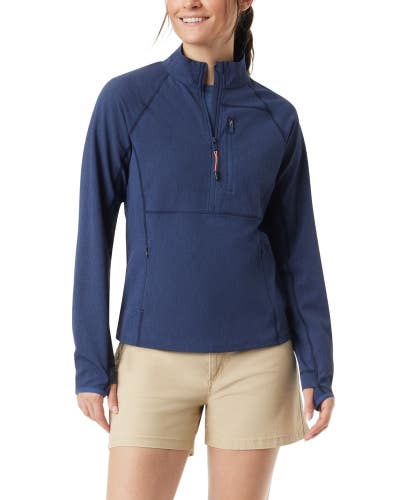 Bass Outdoor Jacket Womens Small Navy Half Zip Mock Neck Raglan Sleeve FTS354