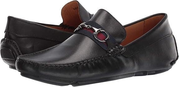 Massimo Matteo Shoes Mens US 9 D Bit Strap Black Leather Slip On Driver JOBB1853