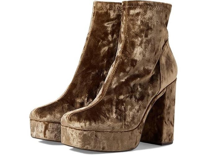Steve Madden Bianca Boots Women's US 6 Taupe Block Heel Platform Bootie JOBB1830