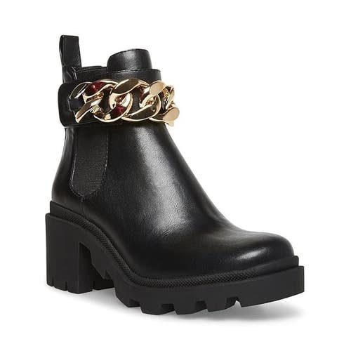 Sugar Favorite 2 Boots Womens US 8 Black Smooth Chain Round Toe Bootie JOBB1881