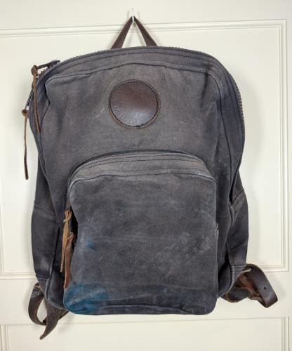 Duluth Pack Distressed Black Canvas & Brown Leather Backpack