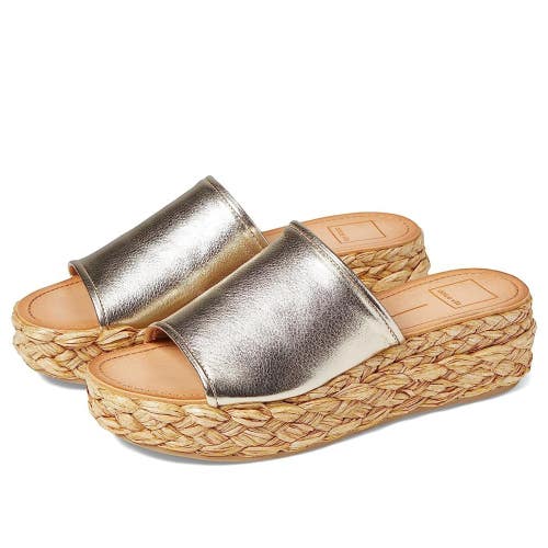 Dolce Vita Pablos Sandals Womens US 9 Light Gold Metallic Leather Slip-On NCZ259