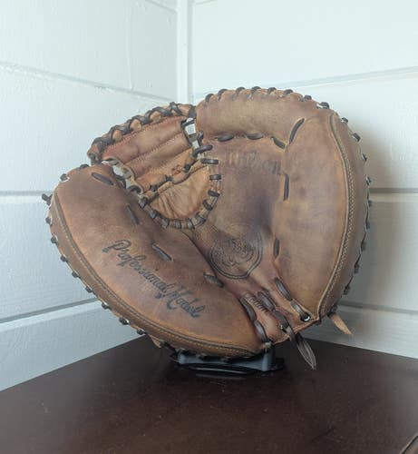 Vintage Wilson A2403 Catchers Mitt 33" Reconditioned - Japan with NY Yankee Logo