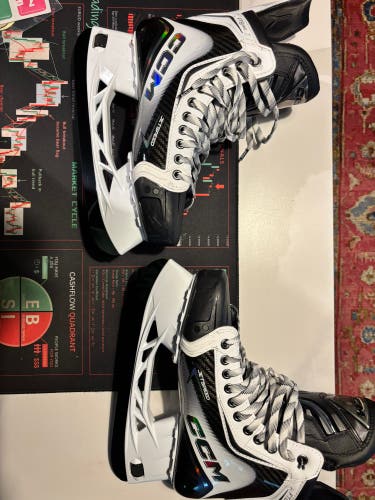 White 2026 CCM JetSpeed FT8 Pro Hockey Skates Regular Width Pro Stock 10 (Used)